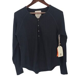 Alps & Meters Sterling Waffle Henley Black XL Long Sleeve Thermal Top NWT